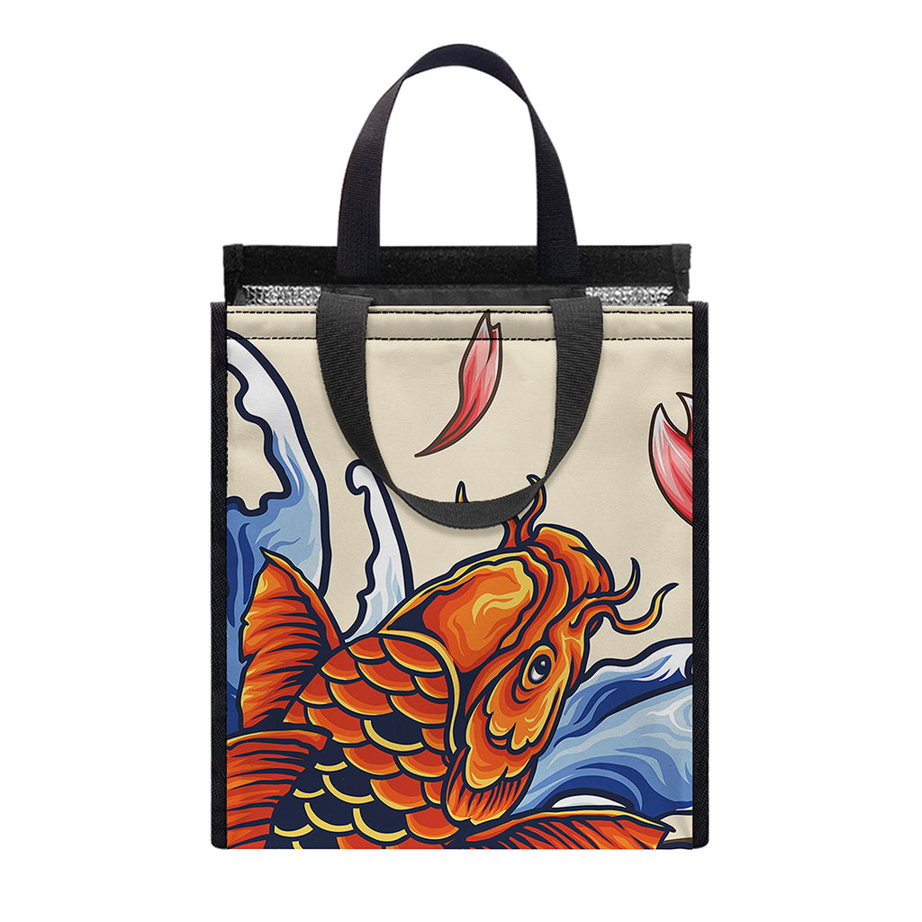 Japanese Koi Fish Tattoo Print Insulated Lunch Tote