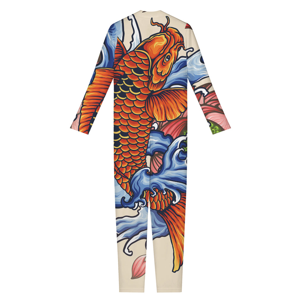 Japanese Koi Fish Tattoo Print Jumpsuit