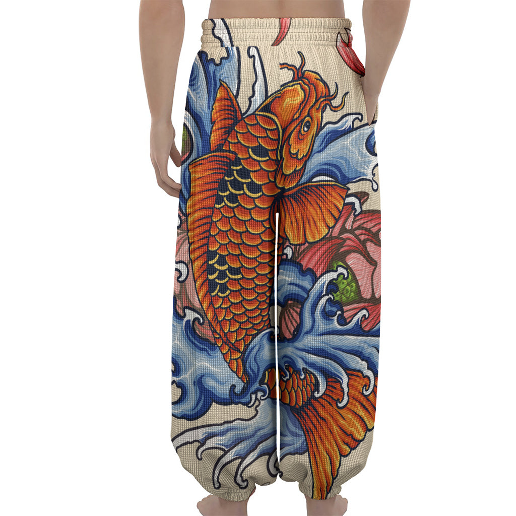 Japanese Koi Fish Tattoo Print Lantern Pants