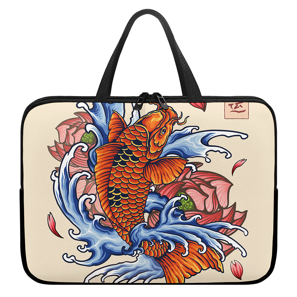 Japanese Koi Fish Tattoo Print Laptop Sleeve With Handle