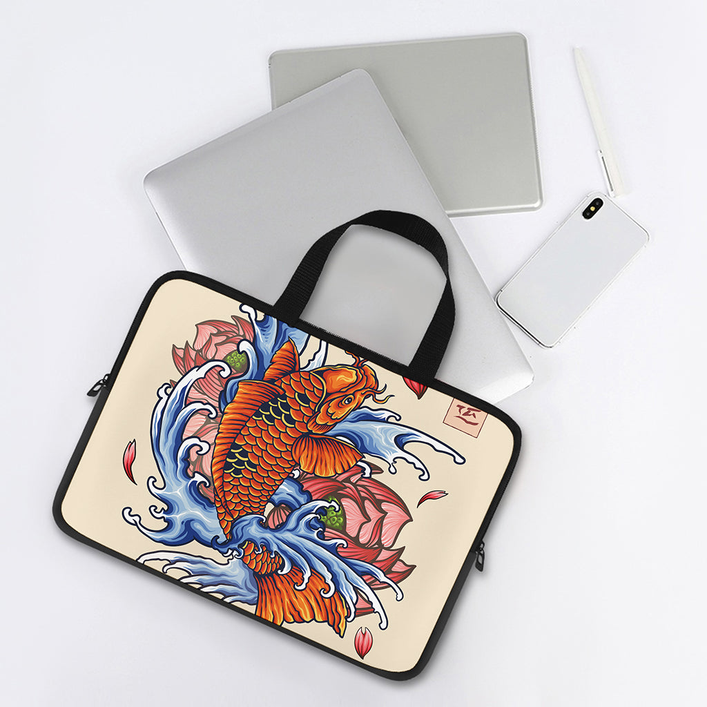 Japanese Koi Fish Tattoo Print Laptop Sleeve With Handle