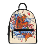 Japanese Koi Fish Tattoo Print Leather Backpack