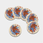 Japanese Koi Fish Tattoo Print Leather Coaster Set