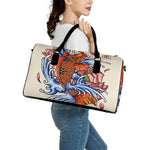 Japanese Koi Fish Tattoo Print Leather Duffle Bag