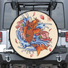 Japanese Koi Fish Tattoo Print Leather Spare Tire Cover