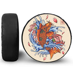 Japanese Koi Fish Tattoo Print Leather Spare Tire Cover