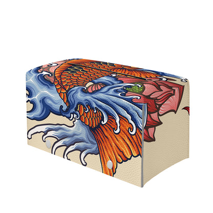 Japanese Koi Fish Tattoo Print Leather Tissue Box Cover