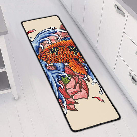 Japanese Koi Fish Tattoo Print Long Kitchen Mat
