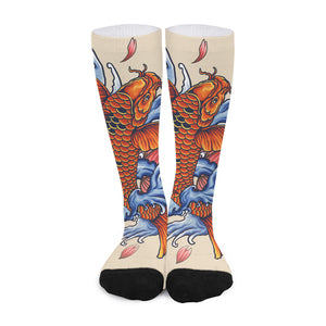 Japanese Koi Fish Tattoo Print Long Socks