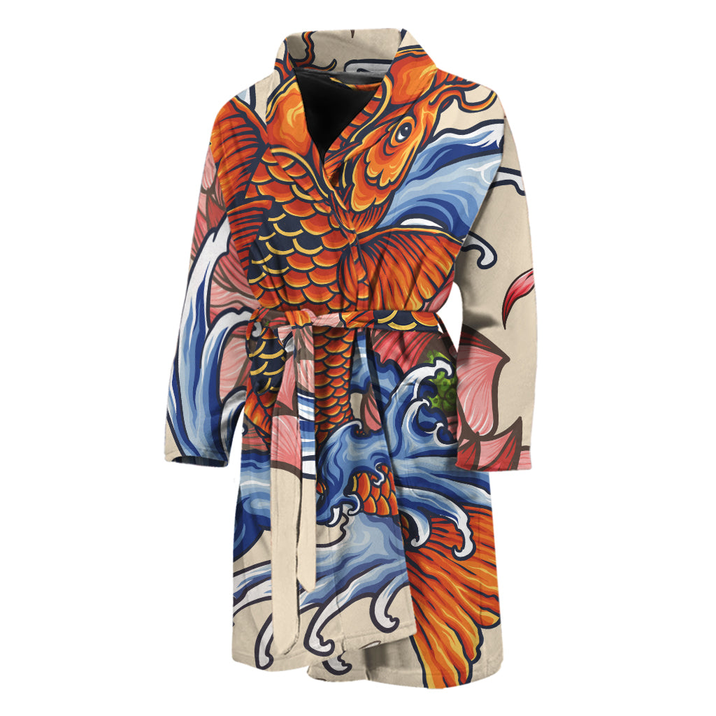 Japanese Koi Fish Tattoo Print Men's Bathrobe