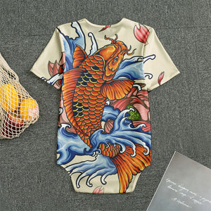 Japanese Koi Fish Tattoo Print Men's Bodysuit