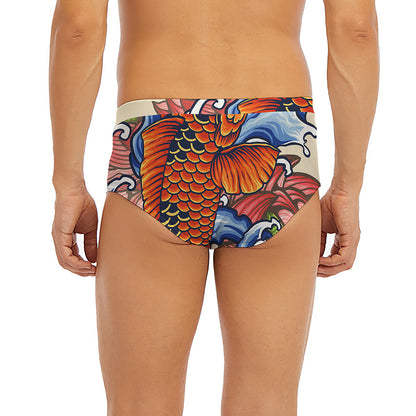 Japanese Koi Fish Tattoo Print Men's Briefs