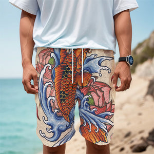 Japanese Koi Fish Tattoo Print Men's Cargo Shorts