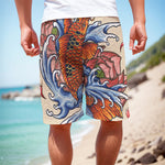 Japanese Koi Fish Tattoo Print Men's Cargo Shorts