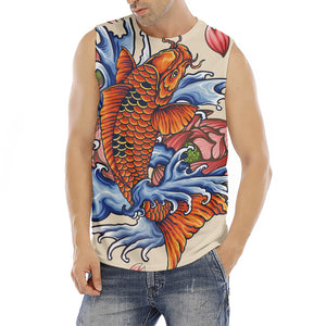 Japanese Koi Fish Tattoo Print Men's Fitness Tank Top