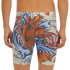 Japanese Koi Fish Tattoo Print Men's Long Boxer Briefs