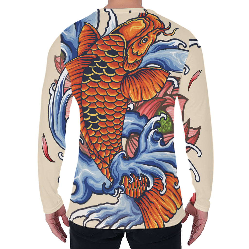 Japanese Koi Fish Tattoo Print Men's Long Sleeve T-Shirt