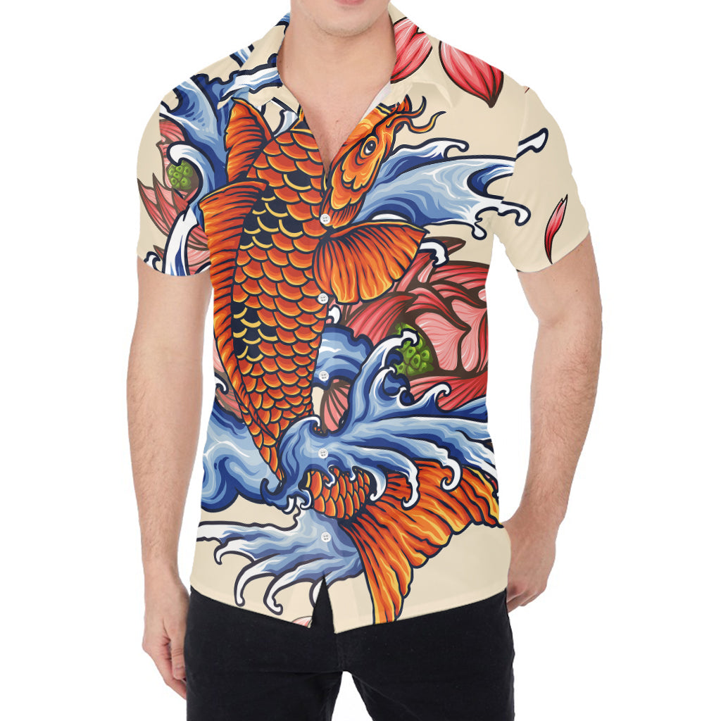 Japanese Koi Fish Tattoo Print Men's Shirt