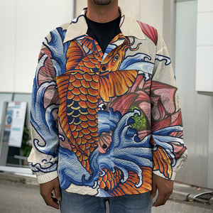 Japanese Koi Fish Tattoo Print Men's Shirt Jacket