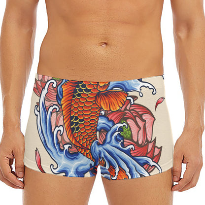 Japanese Koi Fish Tattoo Print Men's Short Boxer Briefs