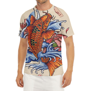 Japanese Koi Fish Tattoo Print Men's Short Sleeve Rash Guard