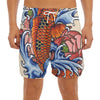 Japanese Koi Fish Tattoo Print Men's Split Running Shorts