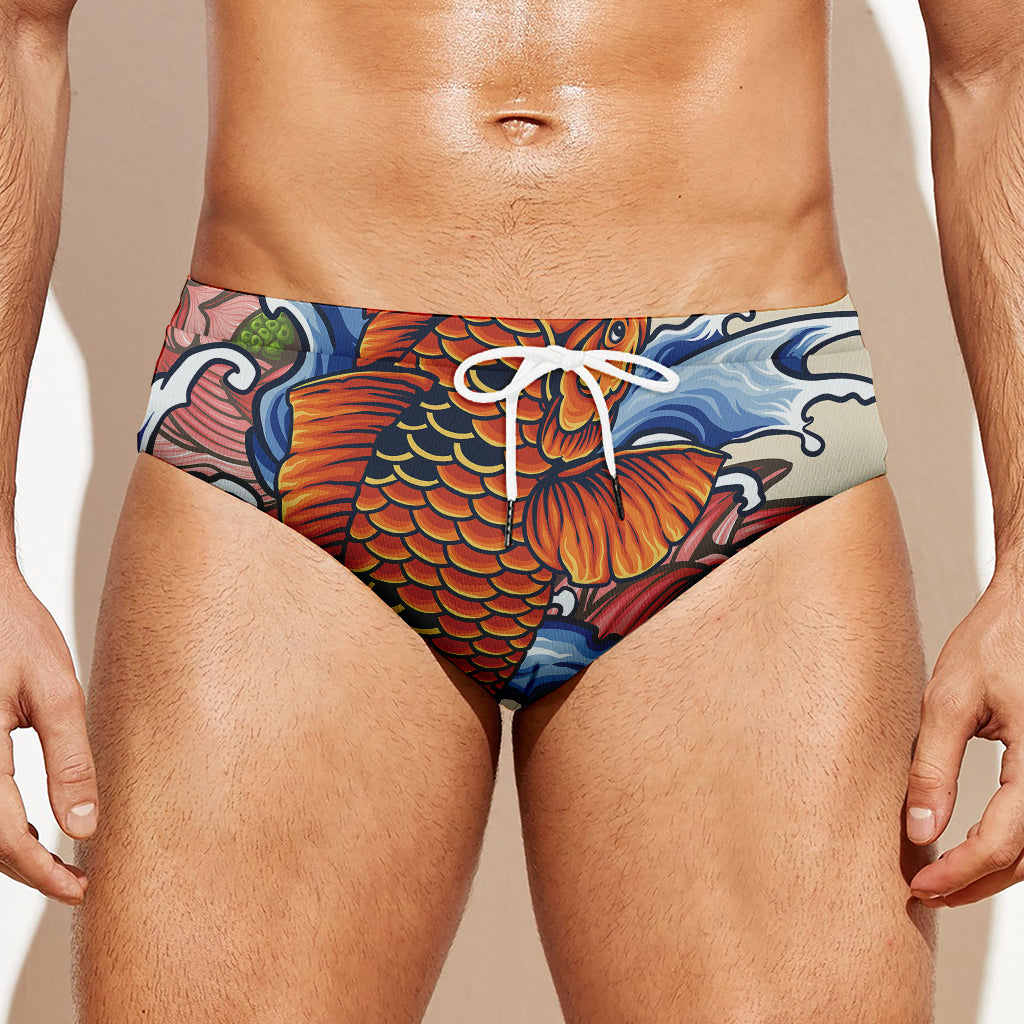 Japanese Koi Fish Tattoo Print Men's Swim Briefs