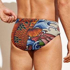 Japanese Koi Fish Tattoo Print Men's Swim Briefs