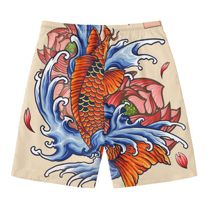 Japanese Koi Fish Tattoo Print Men's Swim Trunks