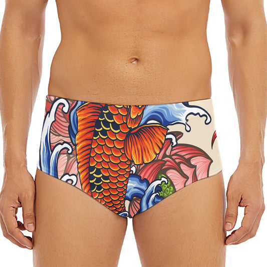 Japanese Koi Fish Tattoo Print Men's Triangle Swim Briefs