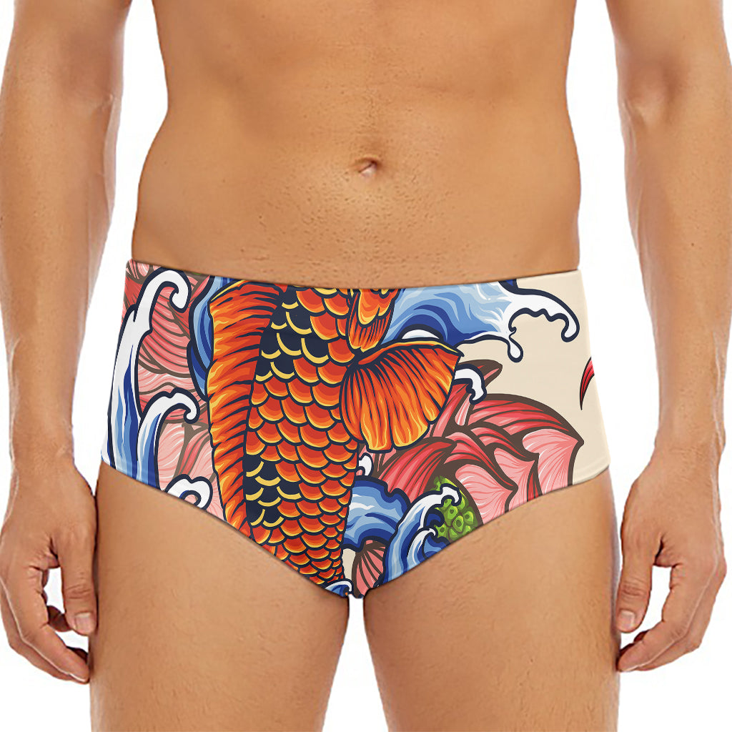 Japanese Koi Fish Tattoo Print Men's Triangle Swim Briefs