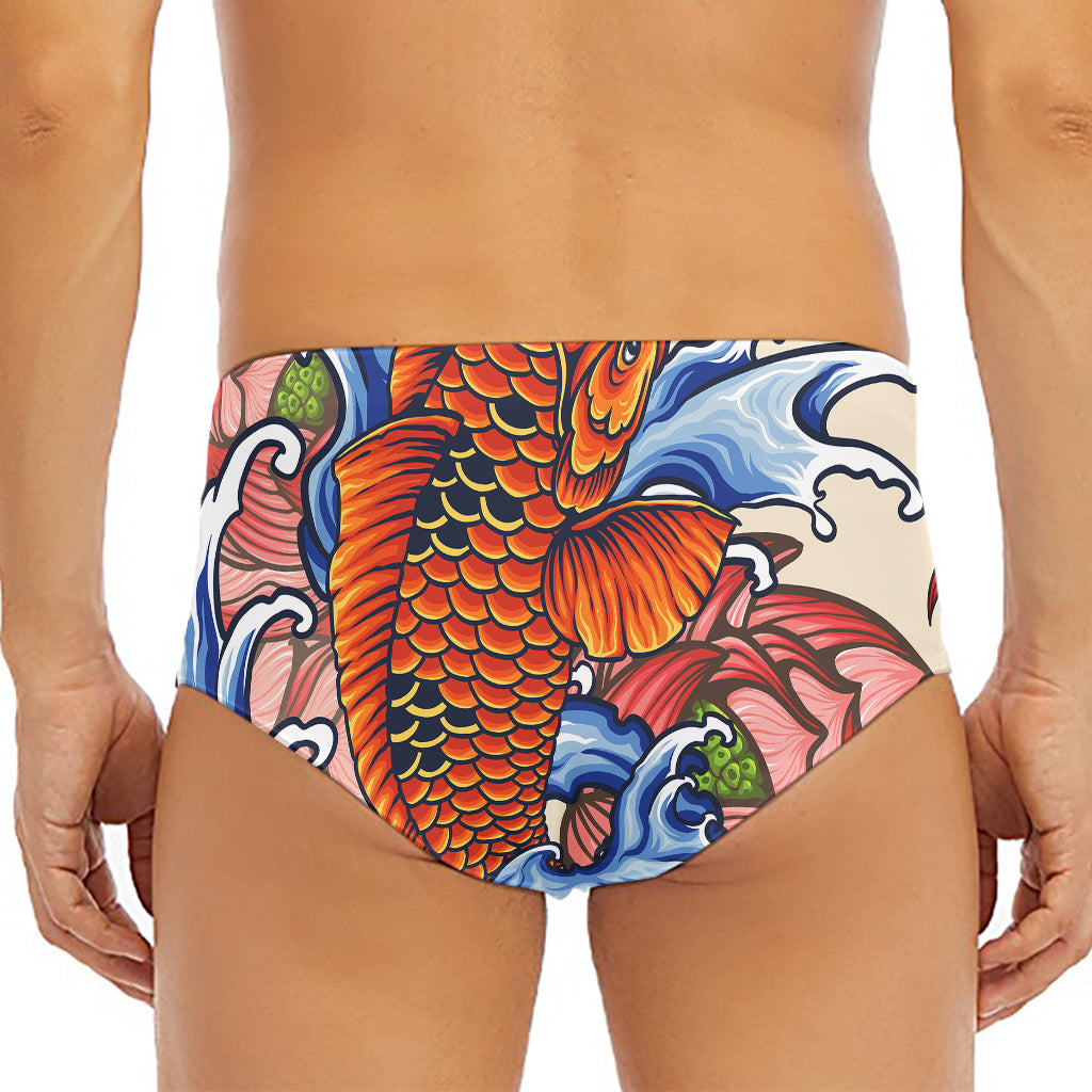 Japanese Koi Fish Tattoo Print Men's Triangle Swim Briefs