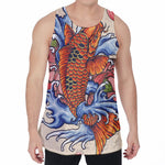 Japanese Koi Fish Tattoo Print Men's Velvet Tank Top