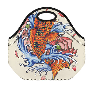 Japanese Koi Fish Tattoo Print Neoprene Lunch Bag