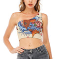 Japanese Koi Fish Tattoo Print One Shoulder Crop Top