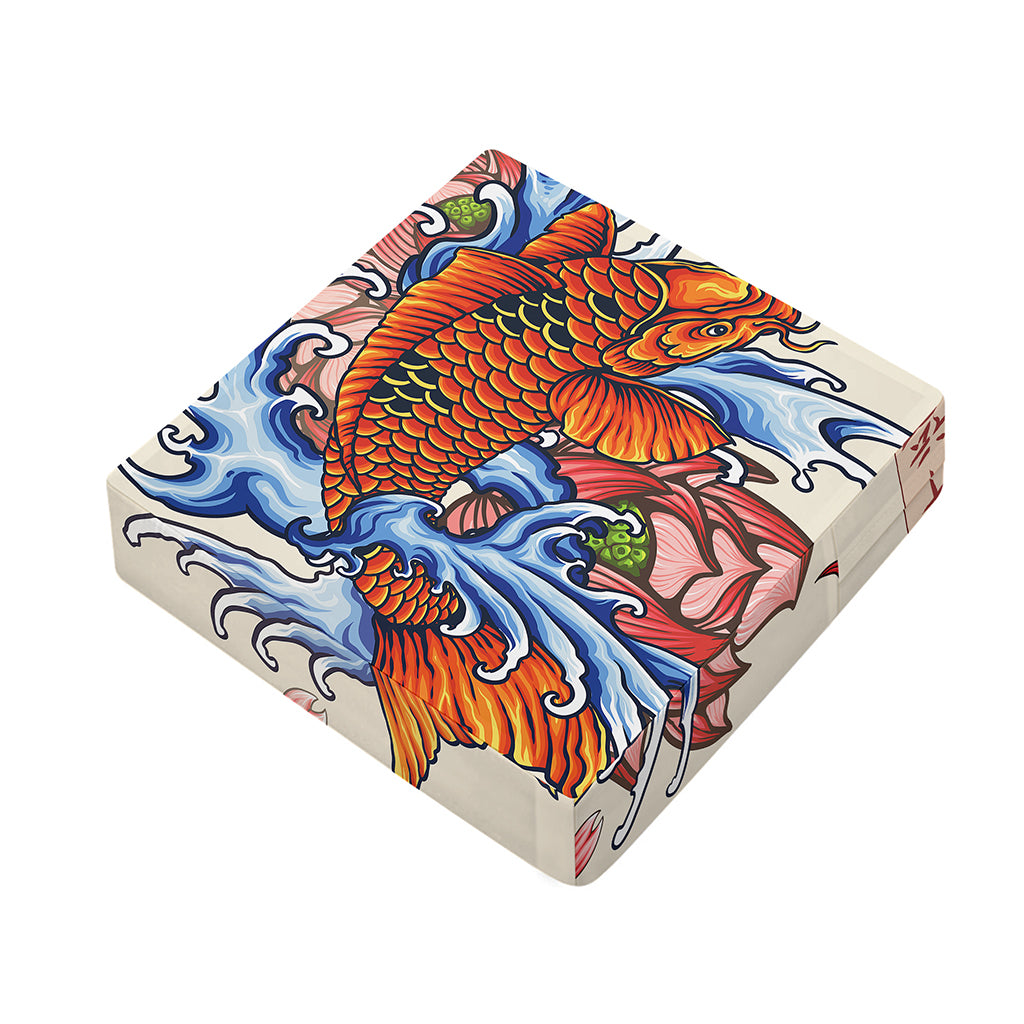 Japanese Koi Fish Tattoo Print Outdoor Seat Cushion Cover