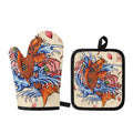 Japanese Koi Fish Tattoo Print Oven Mitt And Pot Holder Set