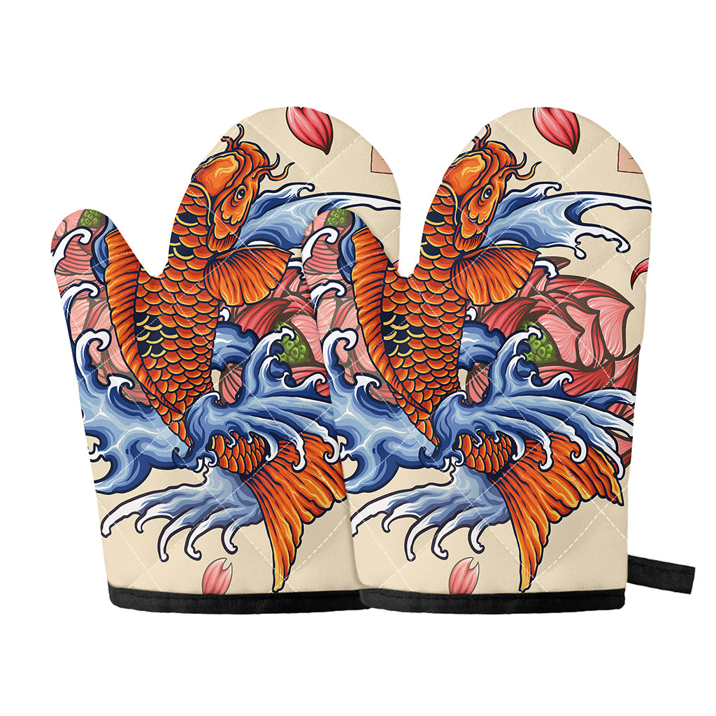 Japanese Koi Fish Tattoo Print Oven Mitts