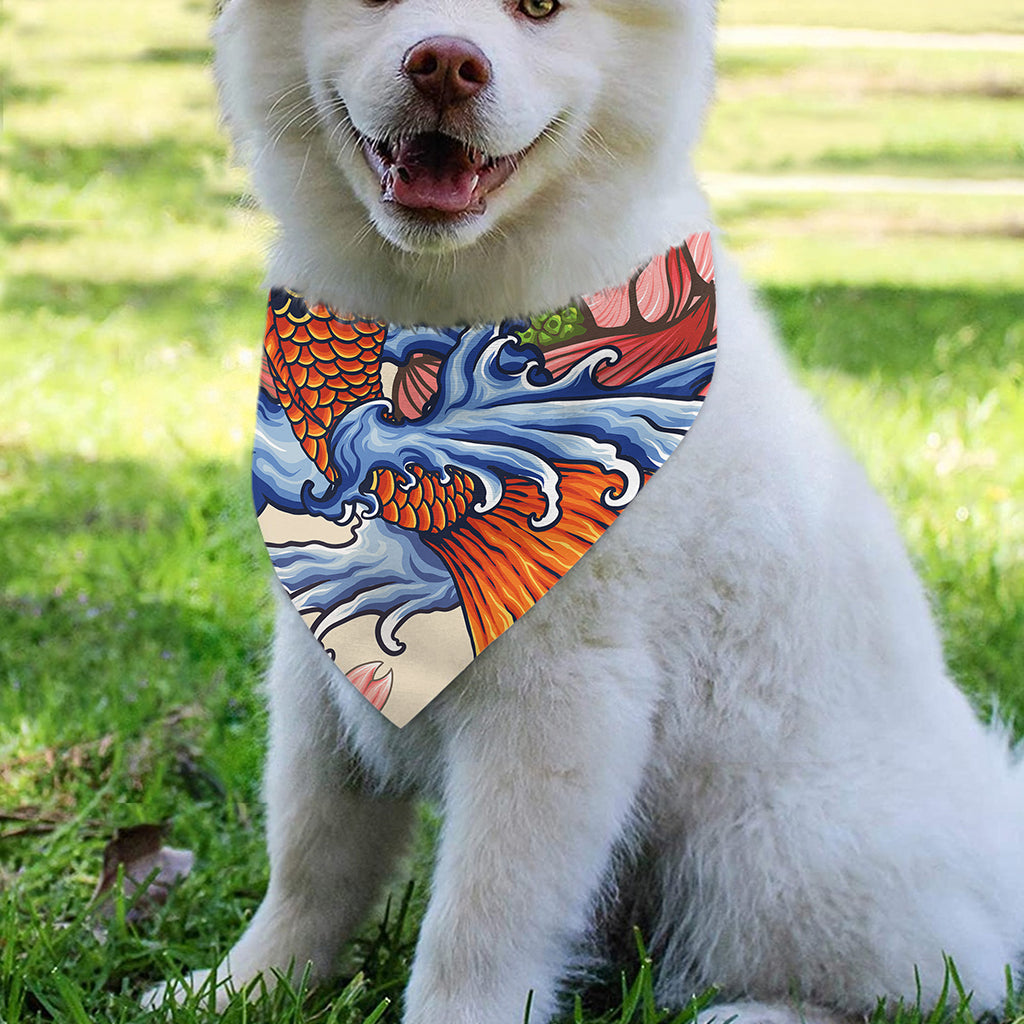 Japanese Koi Fish Tattoo Print Over The Collar Dog Bandana