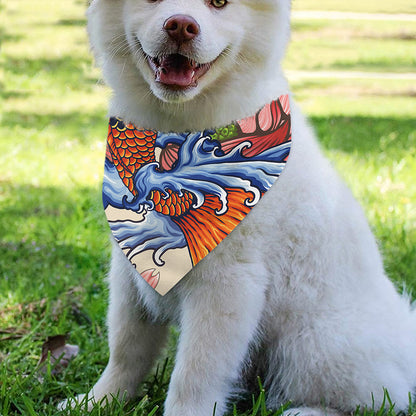 Japanese Koi Fish Tattoo Print Over The Collar Dog Bandana