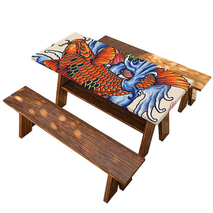 Japanese Koi Fish Tattoo Print Picnic Table Cover