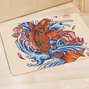 Japanese Koi Fish Tattoo Print Polyester Doormat