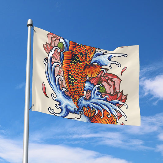 Japanese Koi Fish Tattoo Print Polyester Flag