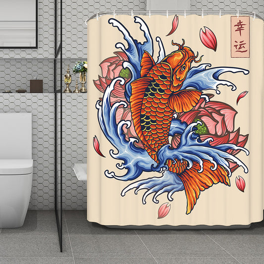 Japanese Koi Fish Tattoo Print Polyester Shower Curtain
