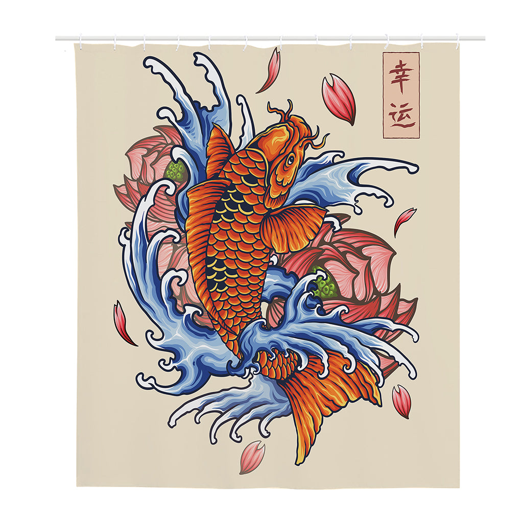 Japanese Koi Fish Tattoo Print Polyester Shower Curtain