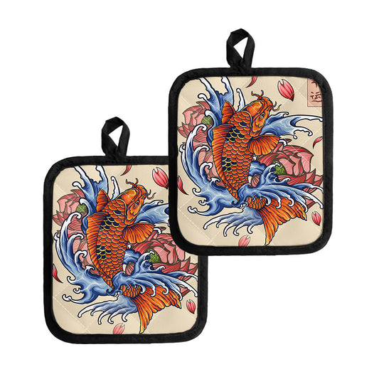 Japanese Koi Fish Tattoo Print Pot Holders