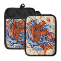 Japanese Koi Fish Tattoo Print Pot Holders With Pocket