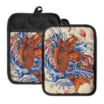 Japanese Koi Fish Tattoo Print Pot Holders With Pocket