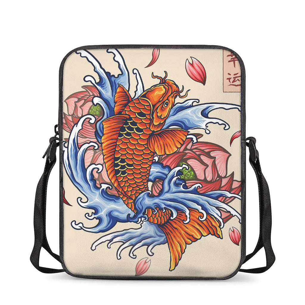 Japanese Koi Fish Tattoo Print Rectangular Crossbody Bag