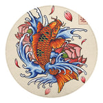 Japanese Koi Fish Tattoo Print Round Blanket